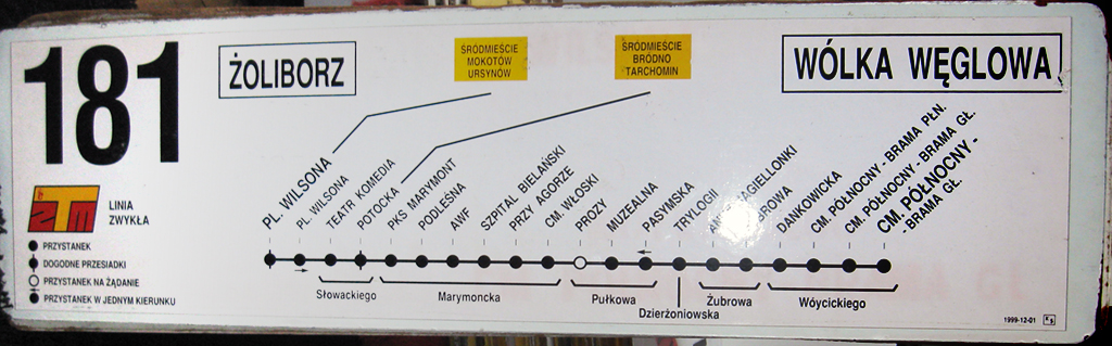 Korale - 181
Zajezdnia R-5
Kolejna deska z koralami na szablonie.
Paru przystankĂłw juĹź nie ma albo zmieniĹy nazwy - Potocka, PKS Marymont, Pasymska, Trylogii.
