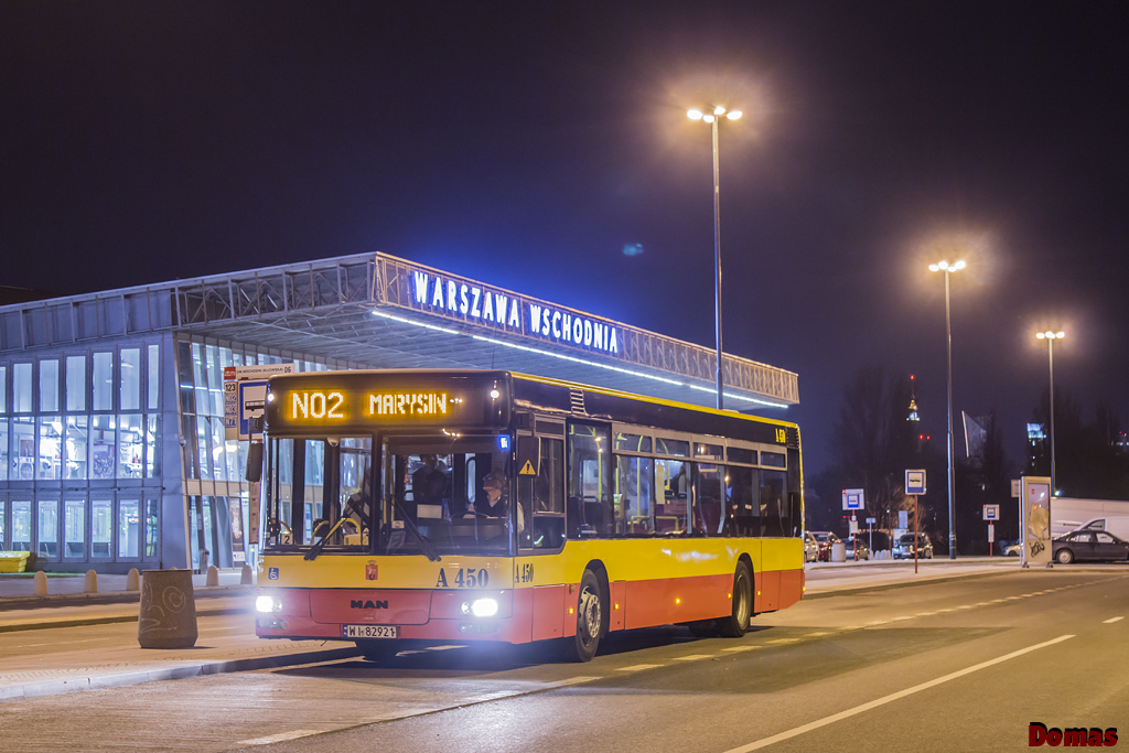 A450
Jedyna okazja, Ĺźeby spotkaÄ ITS na N02 to noce ĹwiÄteczne (dla przypomnienia: pt/sb i sb/nd). W dni powszednie brygada jest obsĹugiwana przez MZA. Brygada startuje o 22:15 spod zajezdni "Stalowa" i koĹczy 5:52 w tym samym miejscu
Słowa kluczowe: ITSNL223