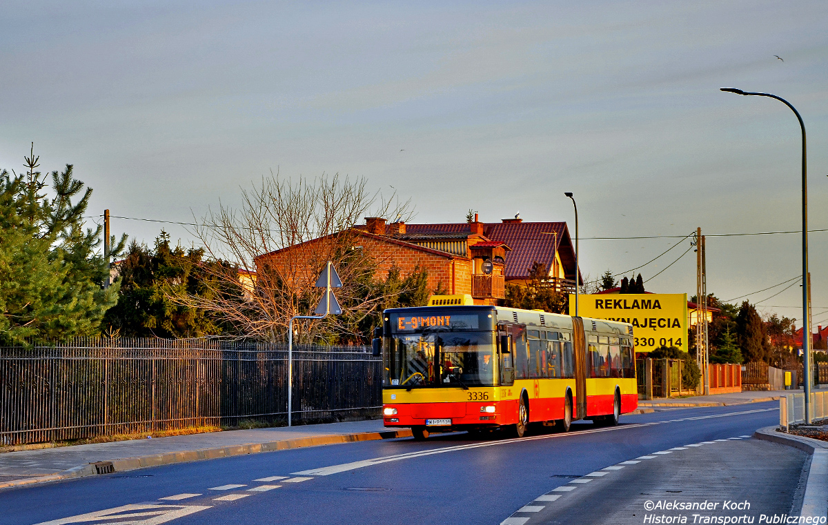 3336
Warszawa, ul. GĹÄbocka. 

W sĹoneczny poranek ekspres z os. Derby do Metra Marymont pokonuje ul. GĹÄbockÄ. 
