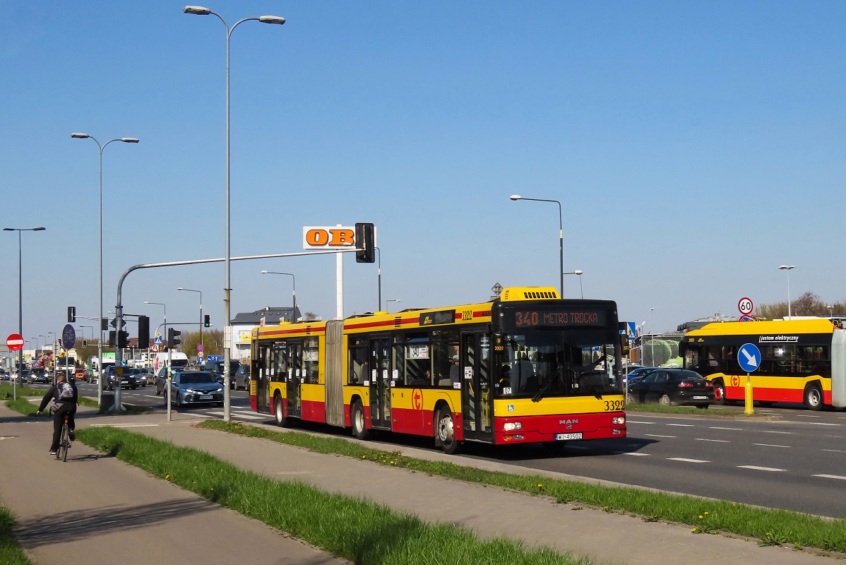 3322
MAN jedzie jako kurs linii numer 340 â Marki Pustelnik (15:39)-Warszawa Metro Trocka (16:00). 
