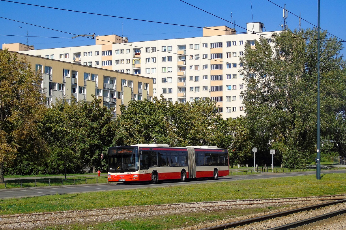 3382
MAN jedzie jako kurs linii numer 718 - Warszawa Dw. Wschodni-Kijowska (15:08)-Marki Czarna Struga (15:52). 
