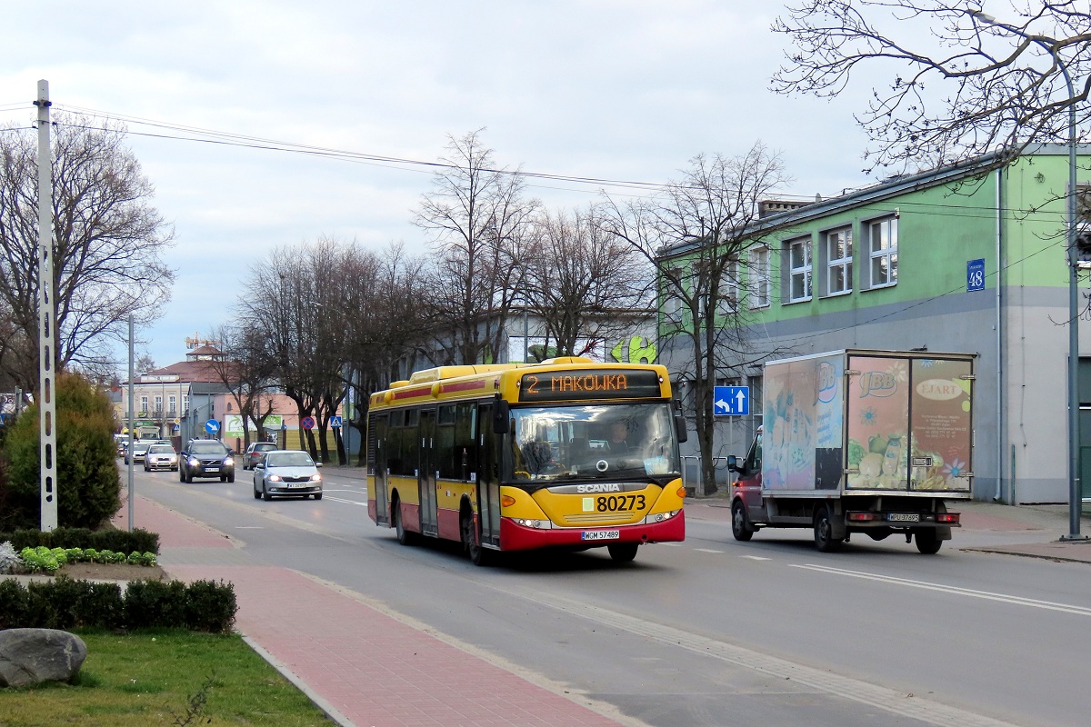 80273
Scania wykonuje kurs â5167â linii numer 2 w relacji Grodzisk Maz. Dw. PKP (14:47)-MakĂłwka (15:05). 
