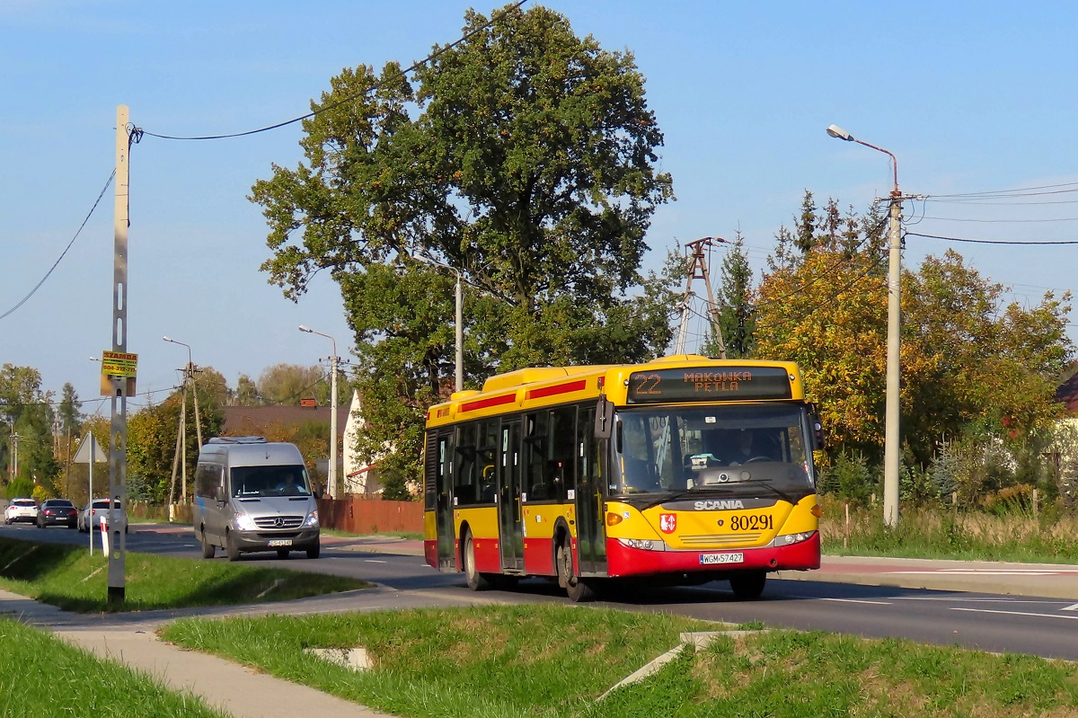 80291
Scania jedzie jako kurs linii numer 22 â SiestrzeĹ Grodziska (13:45)-MakĂłwka Lukrecji (14:35). 
