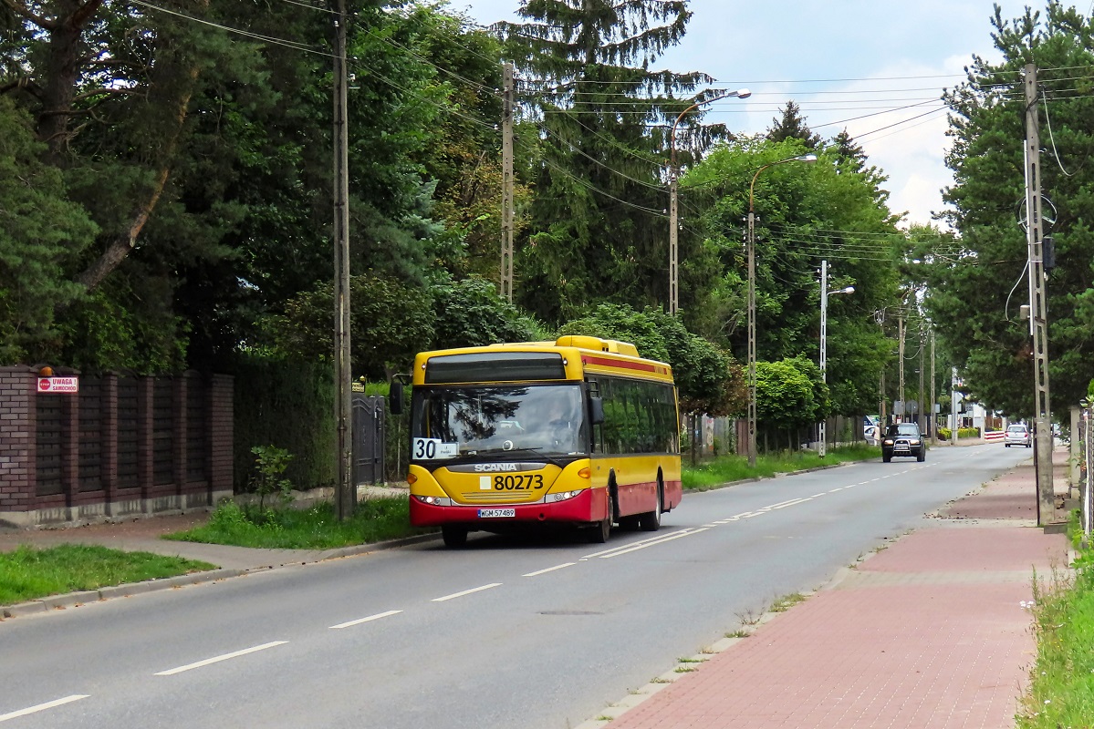 80273
Scania jedzie jako kurs linii numer 30 â Grodzisk Maz. Dw. PKP (14:50)-PieĹki SĹubickie (15:32). 
