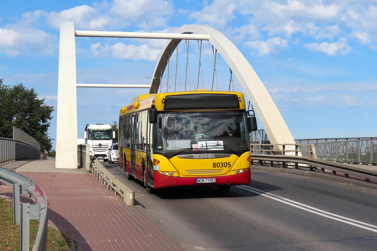 80305
Scania jedzie jako kurs linii numer 3 â BĹonie Okrzei (12:00)-Grodzisk Maz. Dw. PKP (12:36). 
