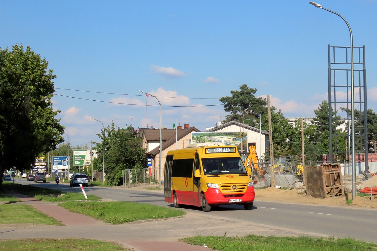 105 (22020)
Sprinter jedzie jako kurs 407 linii numer 20: Grodzisk Maz. Szpital (17:00)-Kaski DwĂłr (17:52). 
