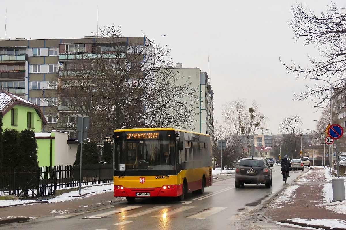 60005
ZAZ jedzie jako kurs linii numer 17 â Grodzisk Maz. Szpital (12:40)-MilanĂłwek Mifam/Tesco (13:16)-Grodzisk Maz. Szpital (13:42). 
Słowa kluczowe: zima
