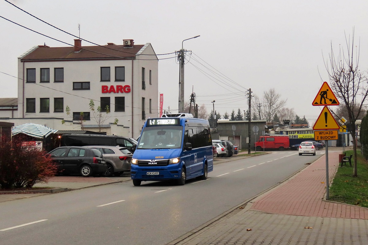 66526 (21055)
MAN jedzie jako kurs linii numer L-7 â DziekanĂłw LeĹny (10:29)-OĹźarĂłw Maz. Starostwo (11:38). 
