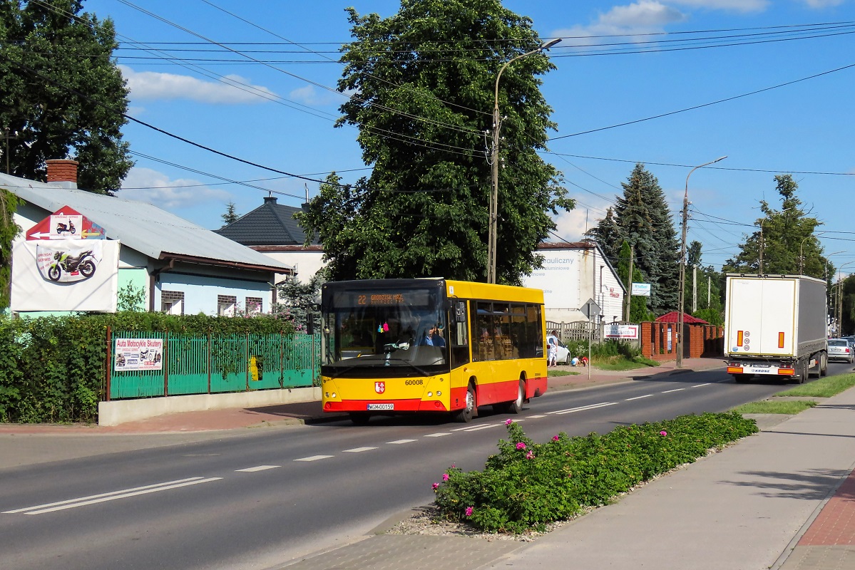 60008
MAZ jedzie jako kurs linii numer 22 â SiestrzeĹ (16:55)-Grodzisk Maz. Dw. PKP (17:26). 
