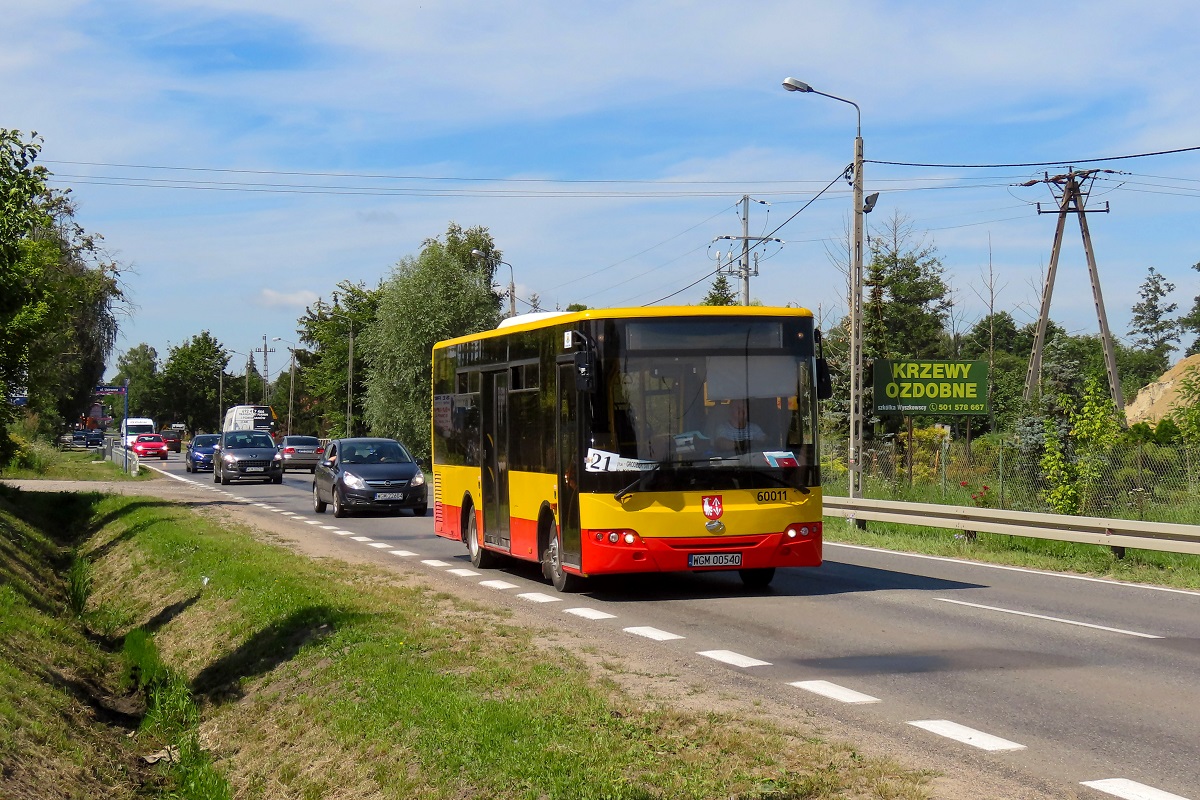 60011
ZAZ jedzie jako kurs linii numer 21 â WĹadkĂłw PÄtla (10:33)-Grodzisk Maz. Dw. PKP (10:58). 
Jako ciekawostkÄ dodam, iĹź jeszcze niedawno powyĹźszy wĂłz byĹ granatowy i z numerem 42365 jeĹşdziĹ na lesznowolskich L-kach.
