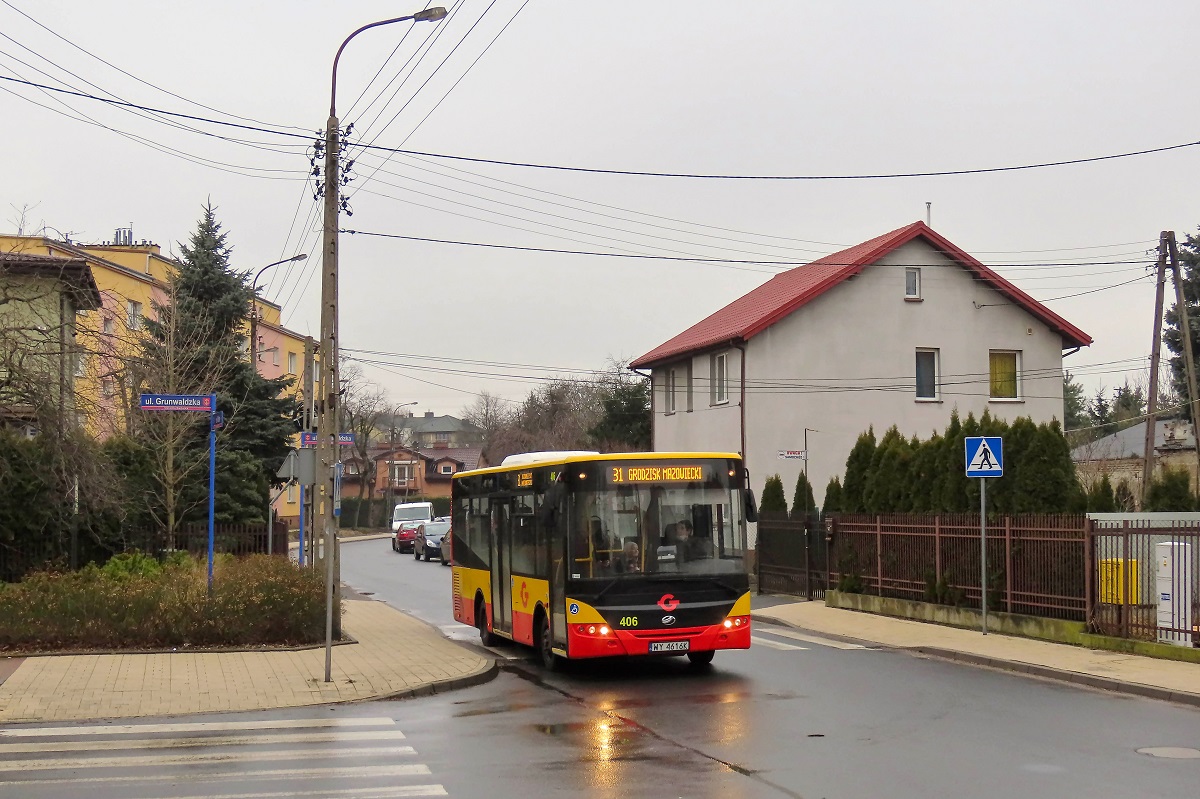 406
ZAZ jedzie jako kurs â130/238â linii numer 31 â Grodzisk Maz. Dw. PKP (12:15)-Petrykozy Trakt KrĂłlewski (13:23)-Grodzisk Maz. Dw. PKP (14:14). 
