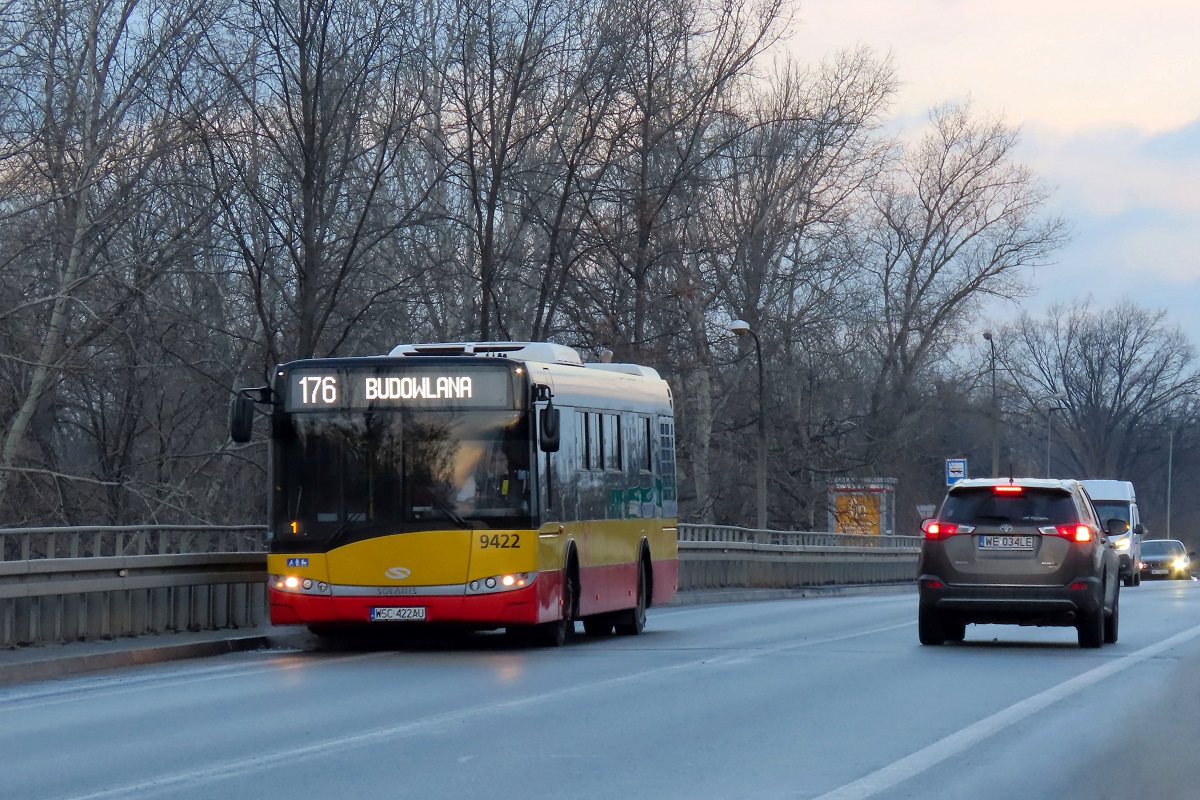 9422
Solaris jedzie jako kurs linii numer 176 – Choszczówka (8:14)-Budowlana (8:39). 
