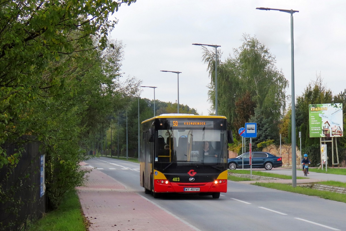 403
ZAZ jedzie jako kurs â106â linii numer 50 â Grodzisk Maz. Dw. PKP (12:27)-KsiÄĹźenice Marylskiego Agri-Rol (12:43). 
Od 1 paĹşdziernika obsĹugÄ linii numer 50 (i 30) przejÄĹ PKS Tarnobrzeg w zwiÄzku z brakami kadrowymi wĹrĂłd kierowcĂłw u Sebusa. 
