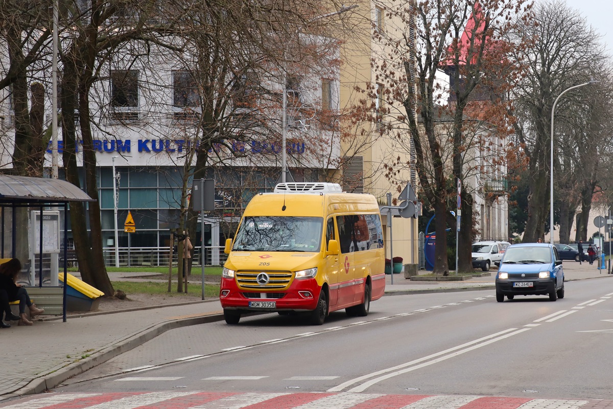 205
Sprinter stoi na przystanku „Błonie Okrzei 02” jako kurs linii numer 67: Błonie PKP (13:05)-PKP Pruszków (14:09). 
