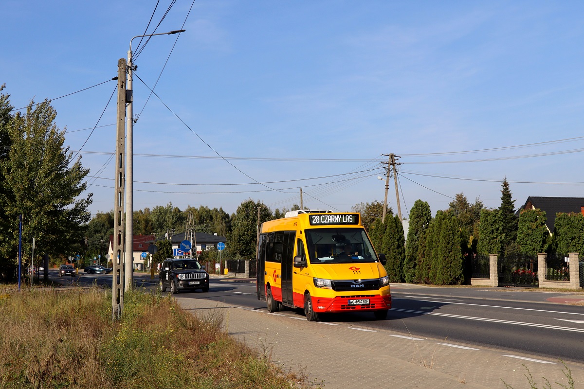 111 (21075)
MAN jedzie jako kurs 113 linii numer 28: Grodzisk Maz. Dw. PKP (15:05)-Czarny Las Platanowa (15:30)-Grodzisk Maz. Dw. PKP (16:01).
