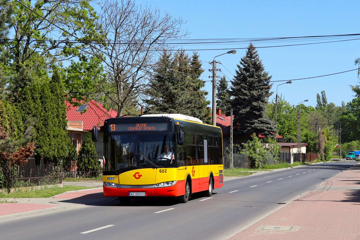 602 (24029)
Solaris jedzie jako kurs linii numer 13: Grodzisk Maz. Szpital (12:05)-BĹonie Centrum Sportu (12:53). Pozdrowienia dla Kierowcy! 
