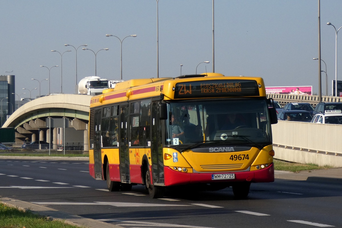 49674 (80284)
Scania jedzie w obsĹudze kursu linii zastÄpczej ZTM ZW w relacji PruszkĂłw Dulag (8:39)-Warszawa Dw. Zachodni (9:14). 
